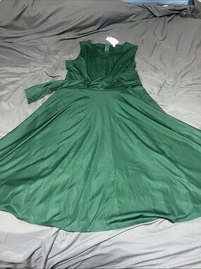 Fenjar Sleeveless Emerald Green A-Line Dress